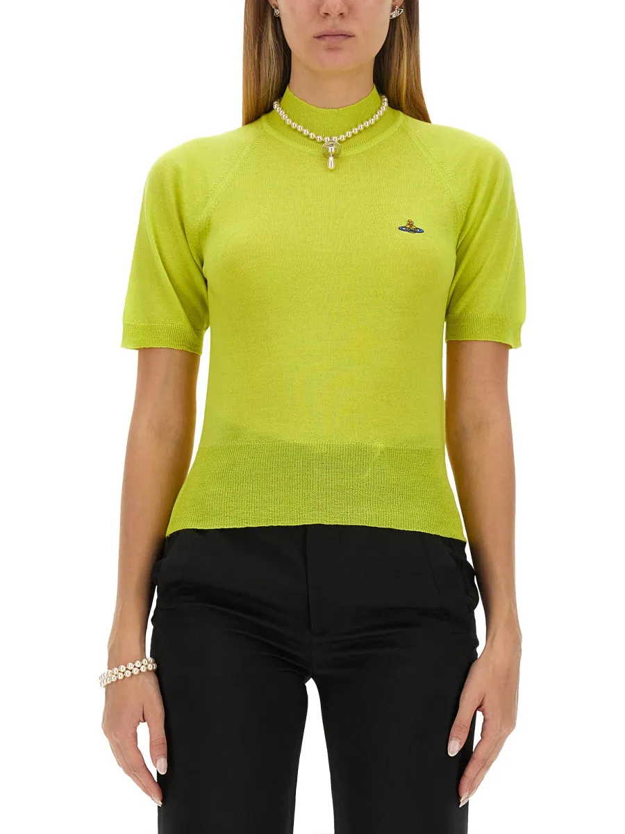 Vivienne Westwood Orb Embroidered Short-Sleeved Knitted Jumper