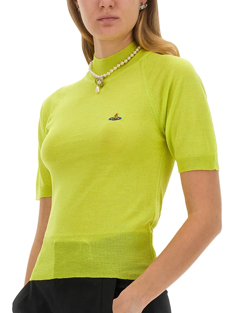 Vivienne Westwood Orb Embroidered Short-Sleeved Knitted Jumper