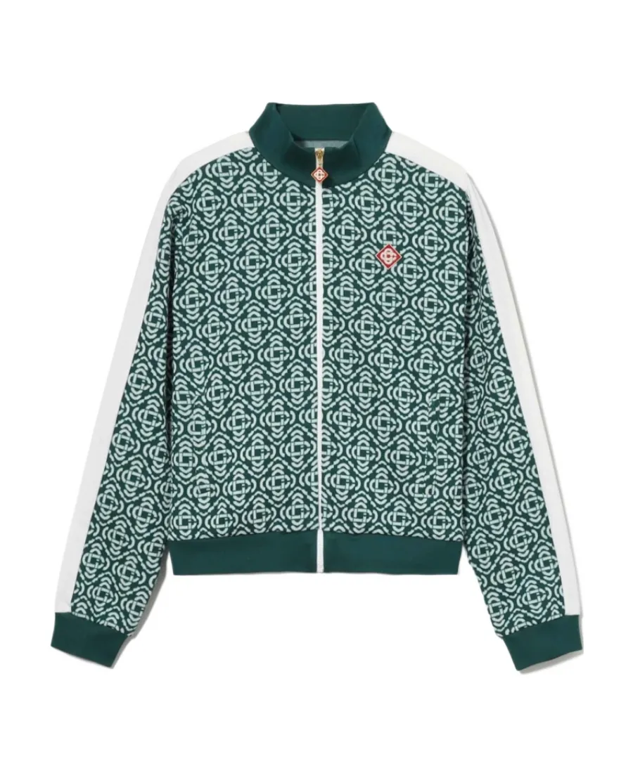 Monogram-Jacquard Zip-Up Cardigan