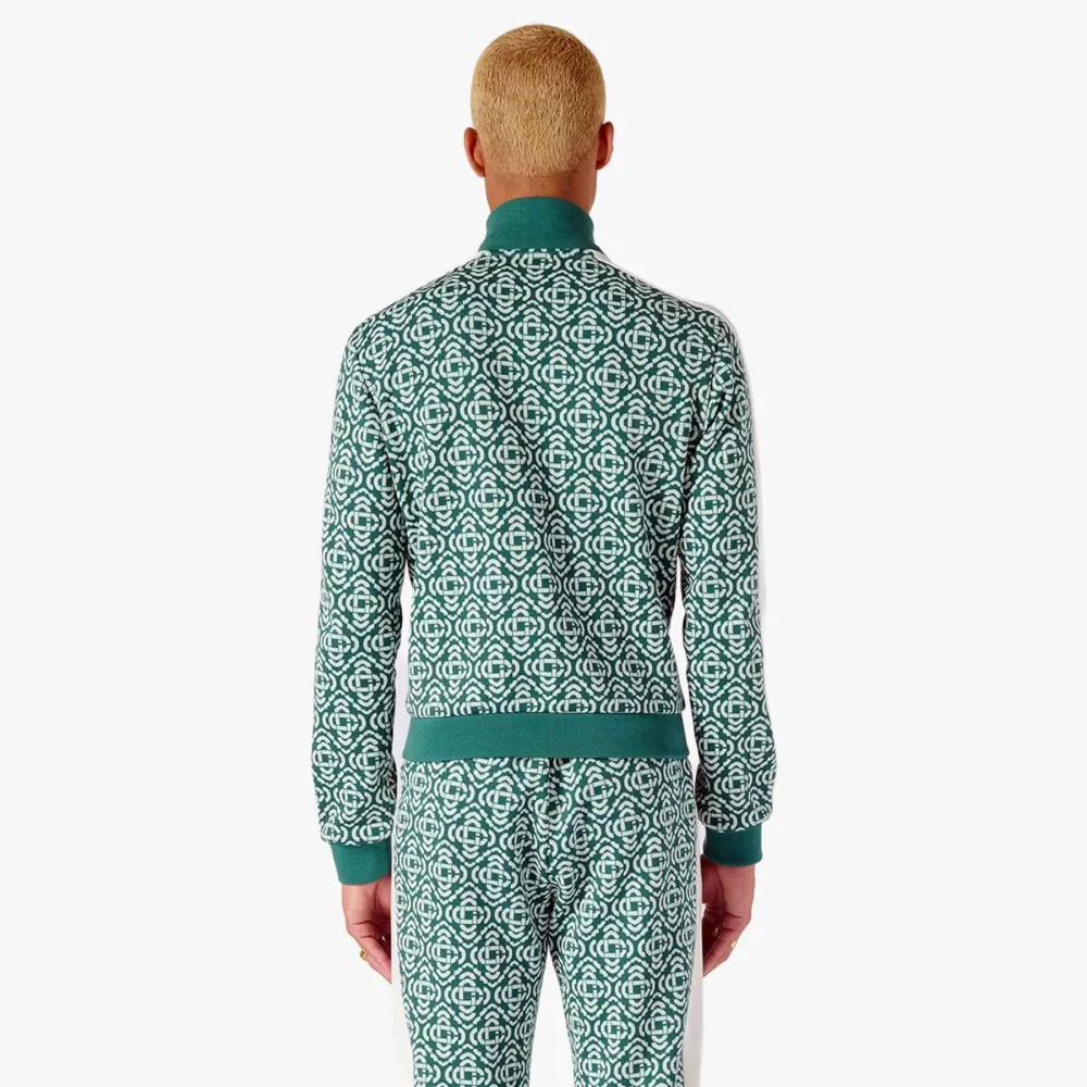 Monogram-Jacquard Zip-Up Cardigan