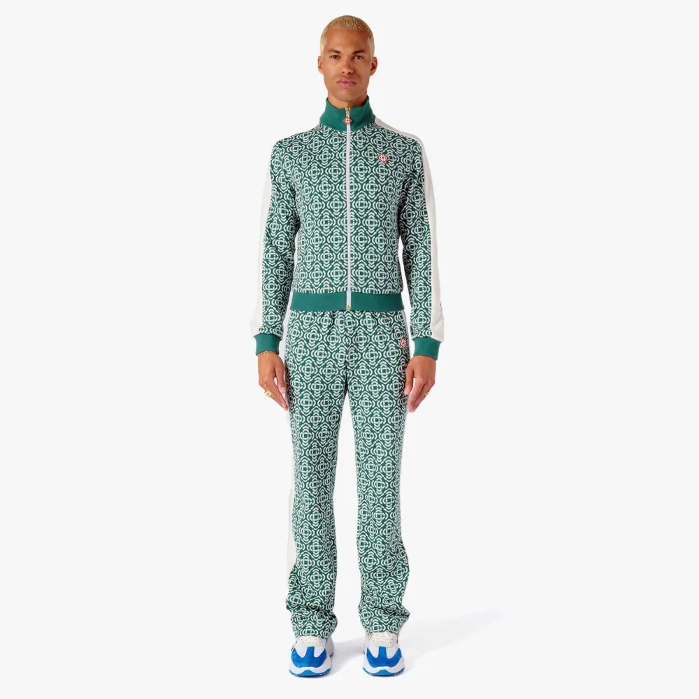 Monogram-Jacquard Zip-Up Cardigan