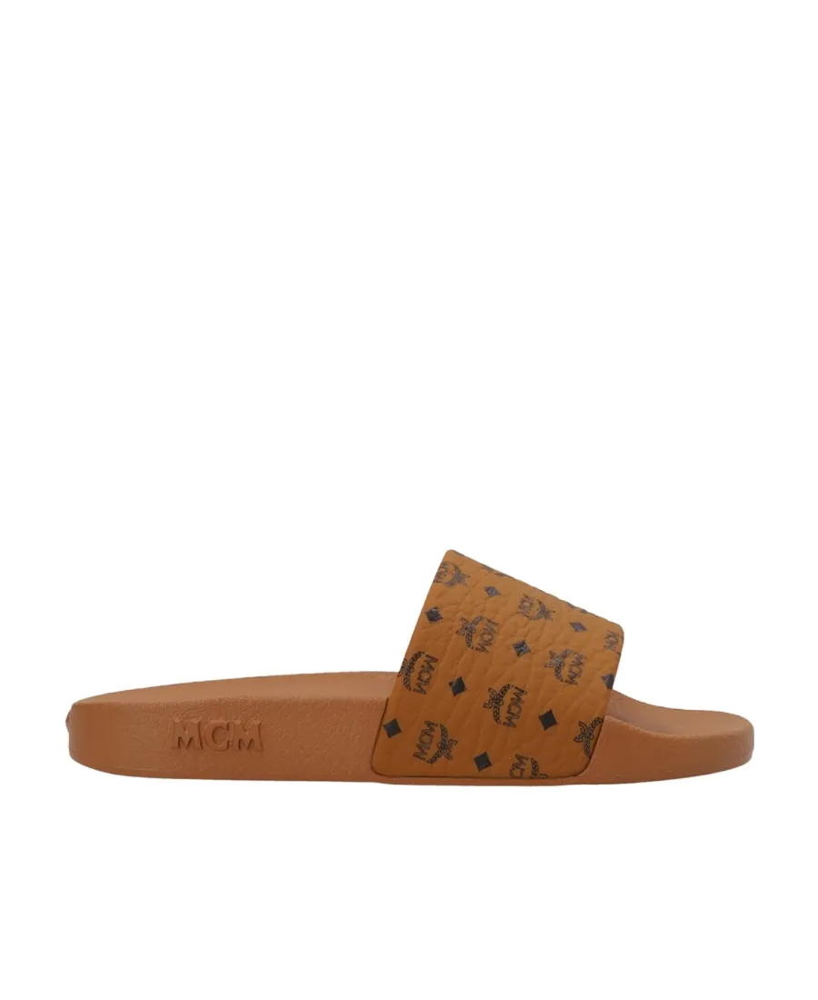 Mcm Monogram Printed Slip-On Slides