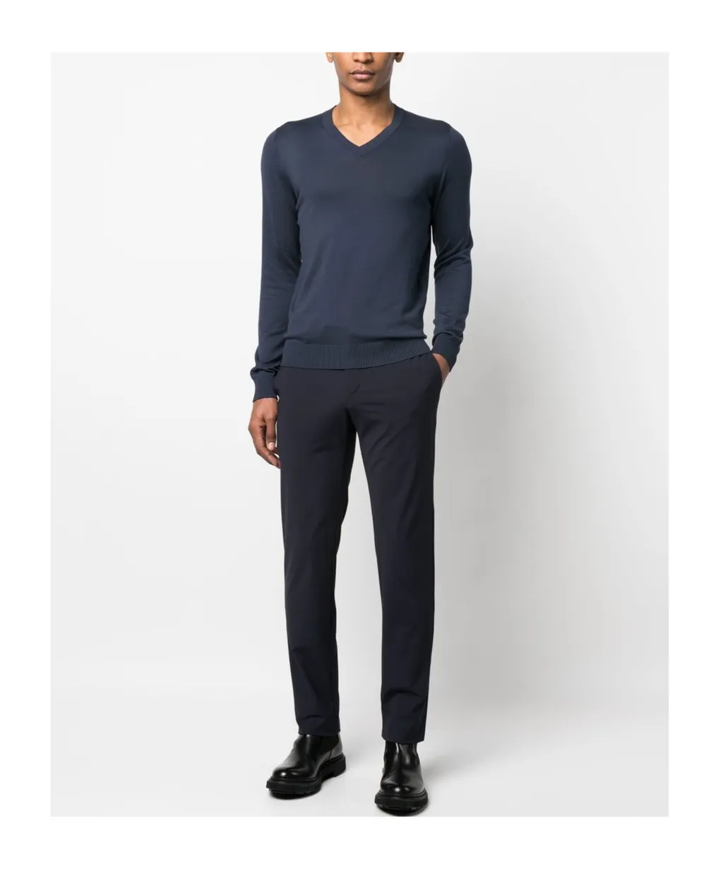 V-Neck Rib-Trimmed Jumper