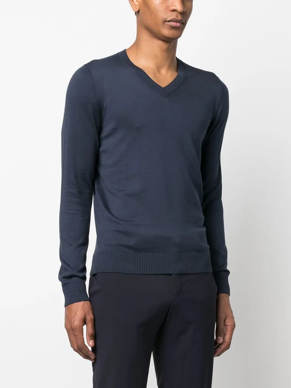 V-Neck Rib-Trimmed Jumper