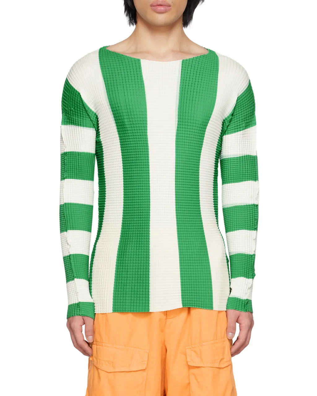 Pleated Striped T- Shirt