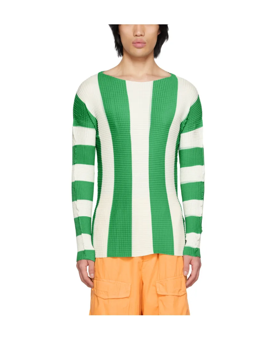 Pleated Striped T- Shirt