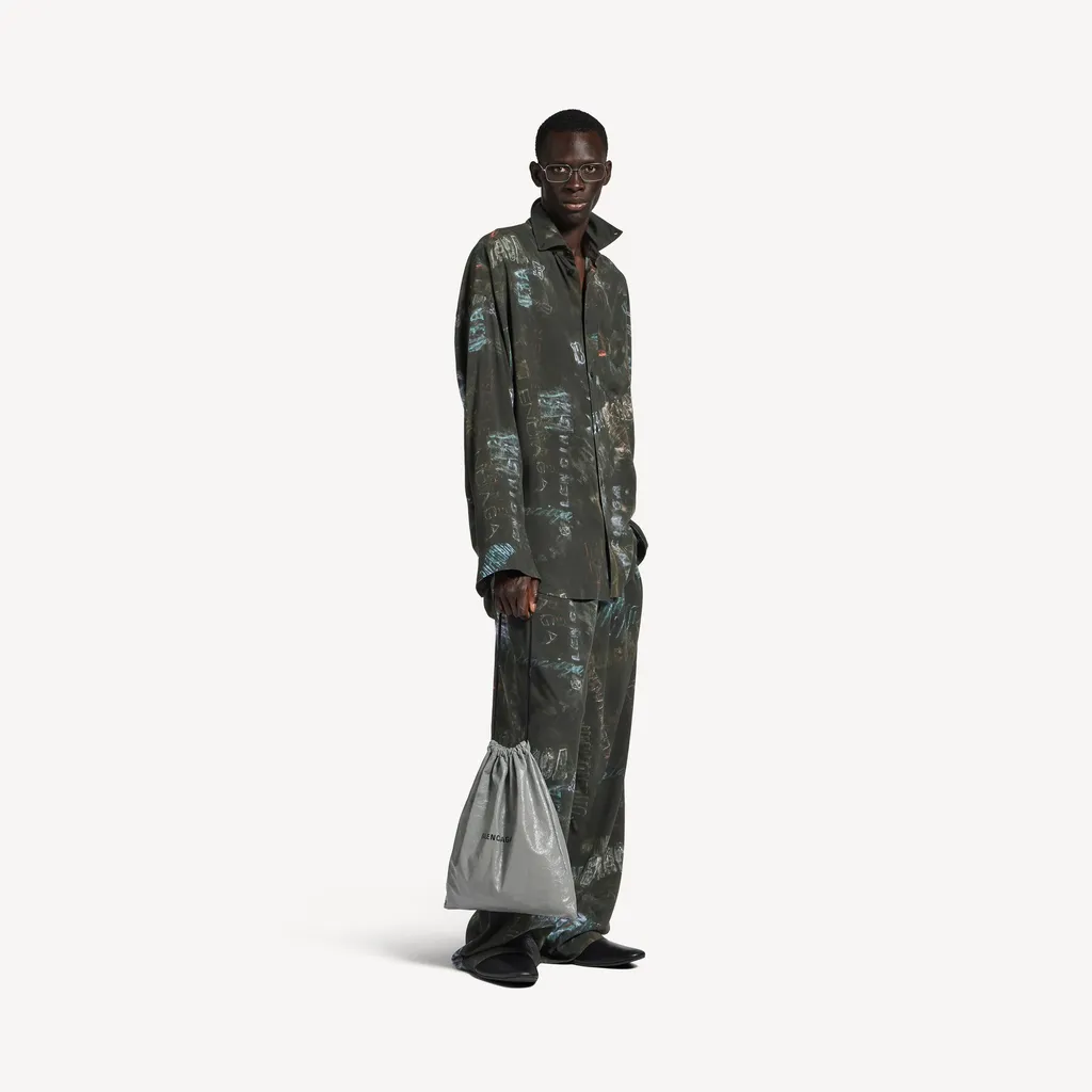 Washed Crayon Allover Long Sleeve Cocoon Shirt