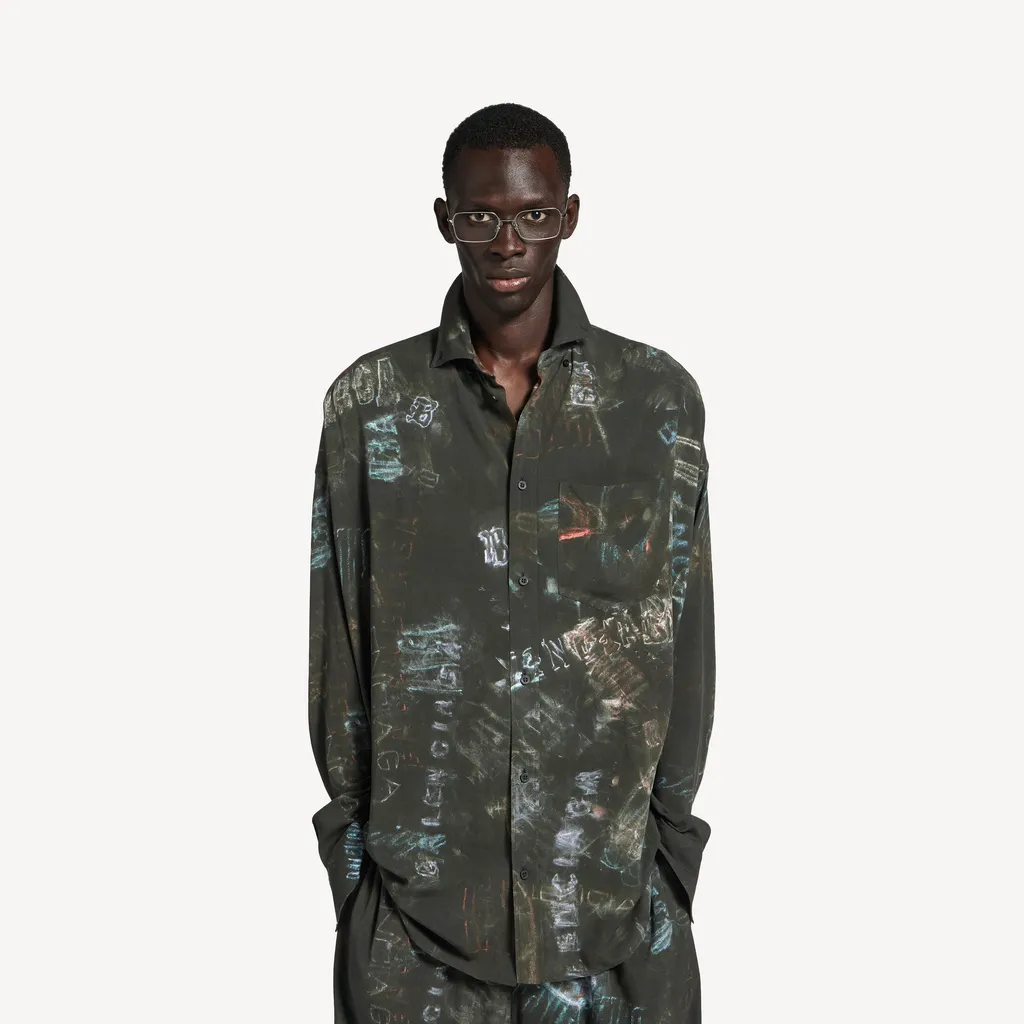 Washed Crayon Allover Long Sleeve Cocoon Shirt