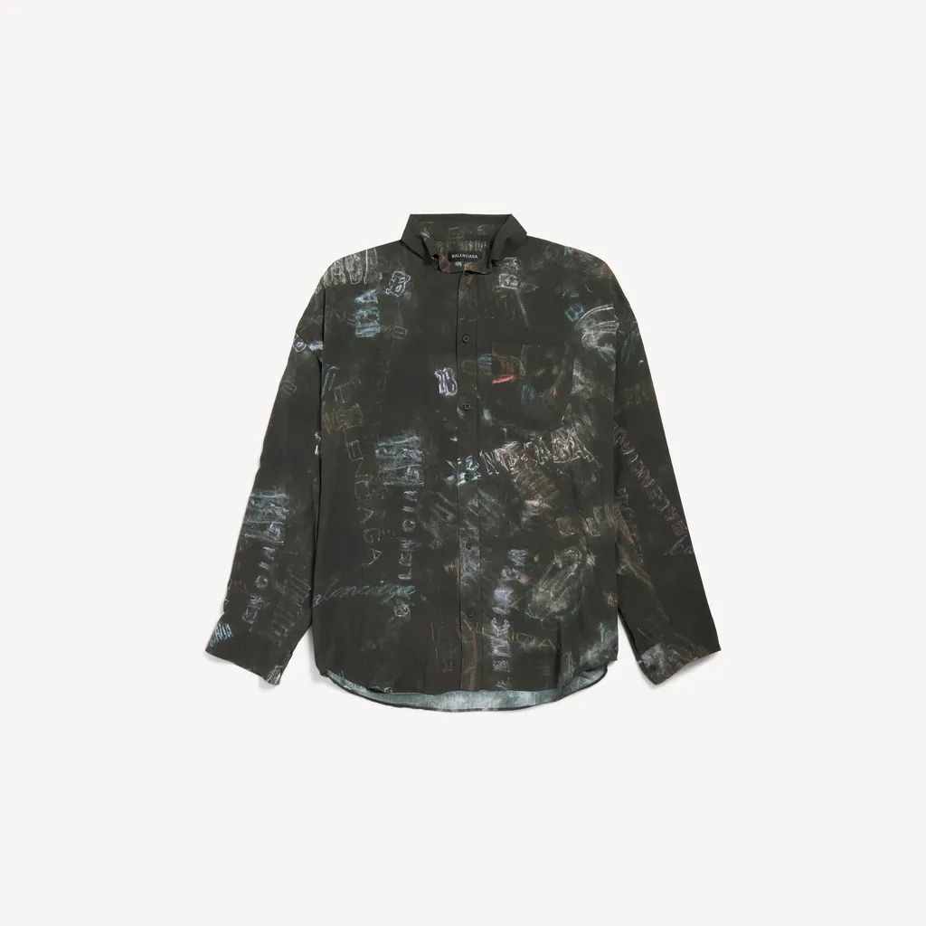 Washed Crayon Allover Long Sleeve Cocoon Shirt
