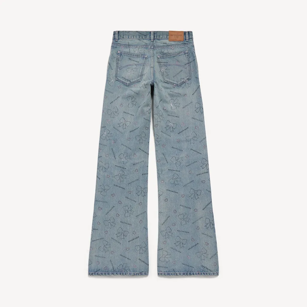 Handrawn Bows Denim Pants