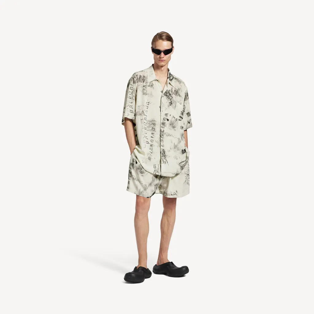 Washed Crayon Allover Short Sleeve Minimal Shirt
