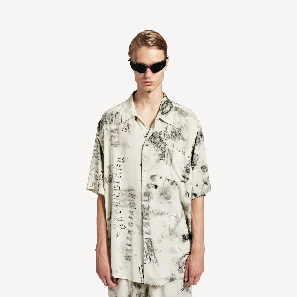 Washed Crayon Allover Short Sleeve Minimal Shirt