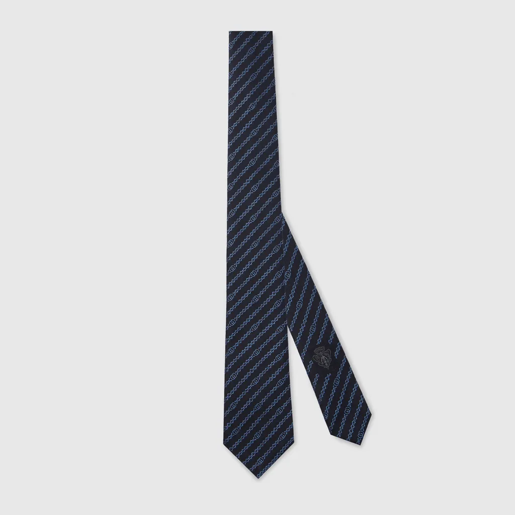 Interlocking G Chain Silk Tie