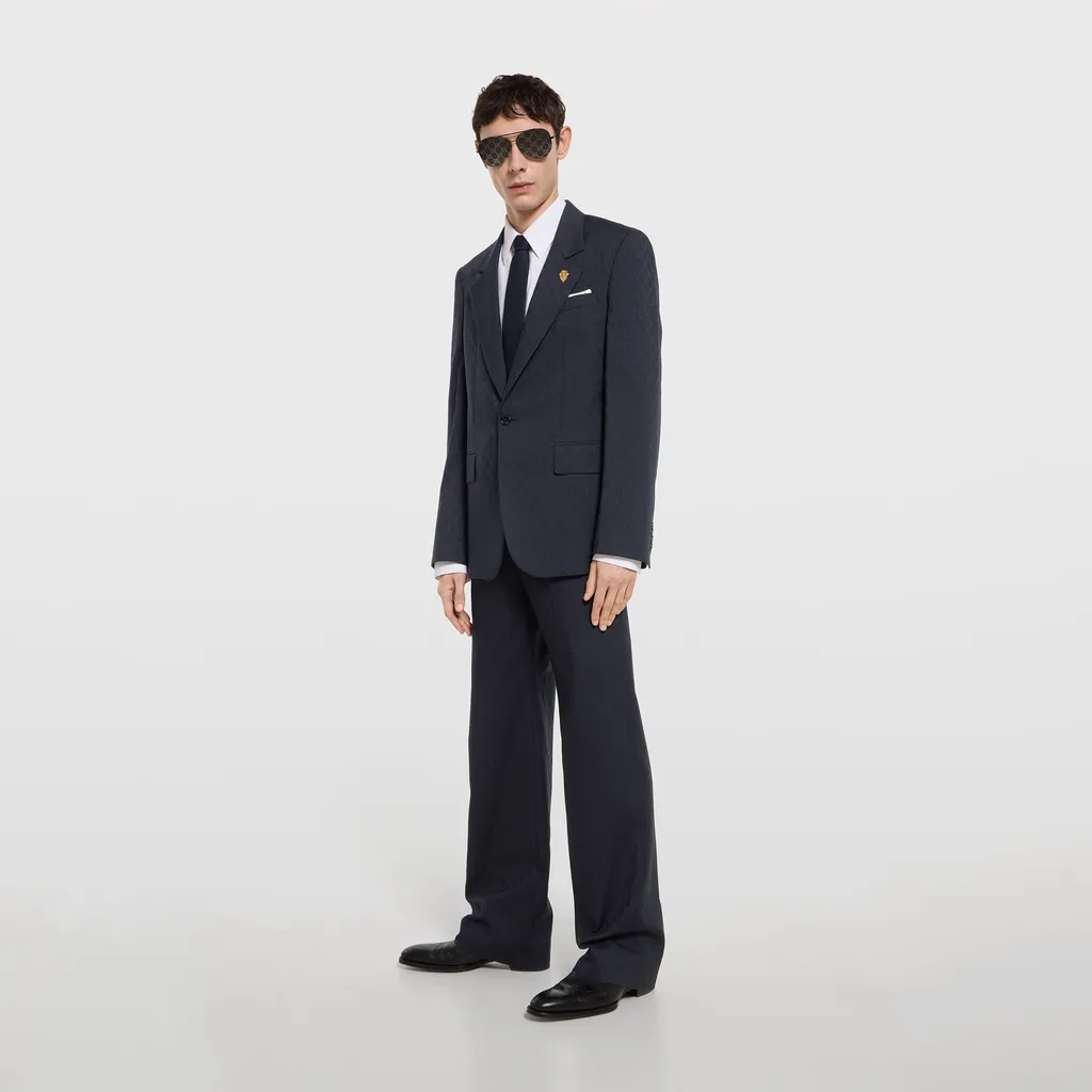 Single-Breasted Gg Wool Jacket