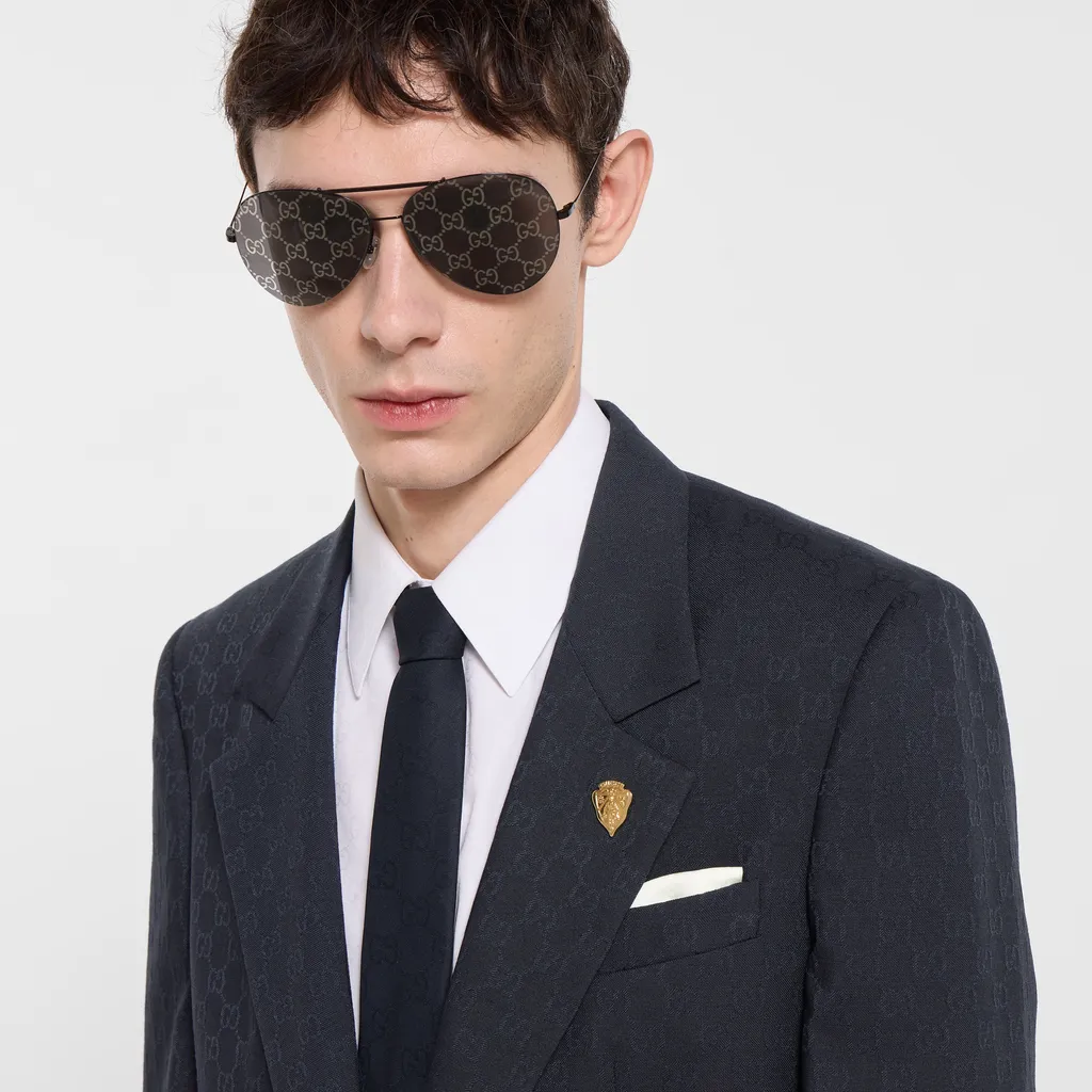Single-Breasted Gg Wool Jacket