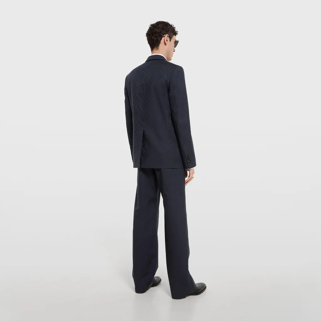 Single-Breasted Gg Wool Jacket