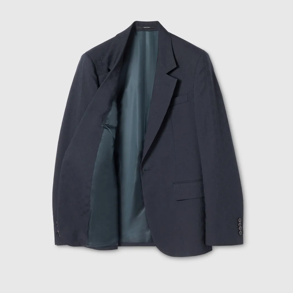 Single-Breasted Gg Wool Jacket