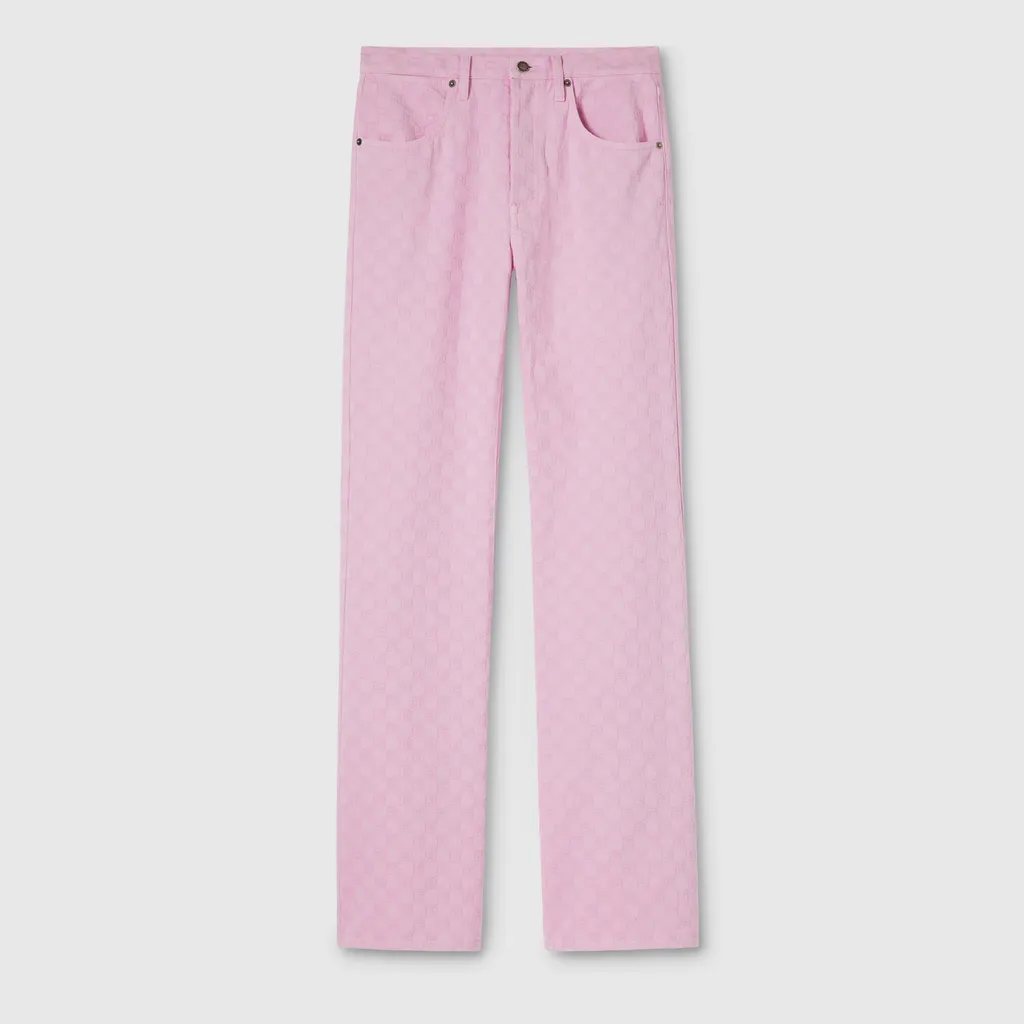 Dyed Gg Cotton Denim Jacquard Pants