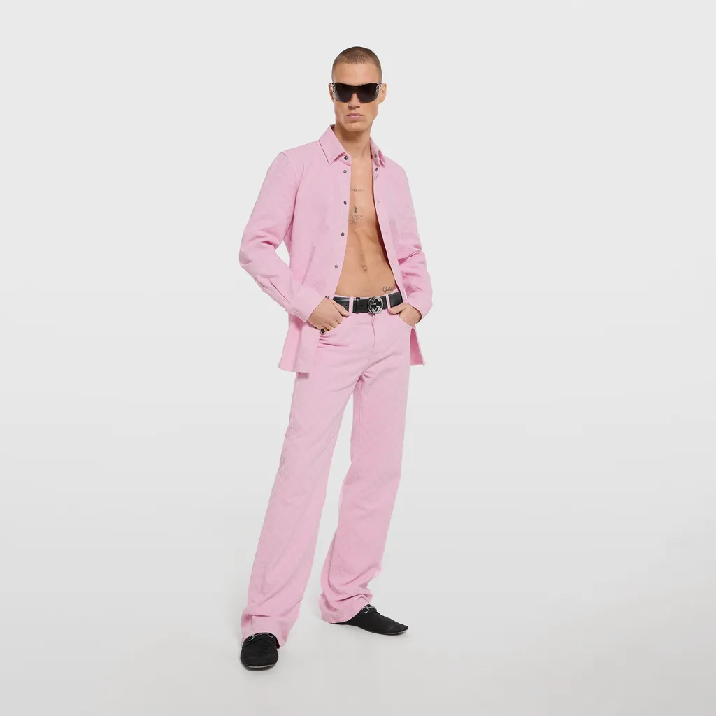 Dyed Gg Cotton Denim Jacquard Pants