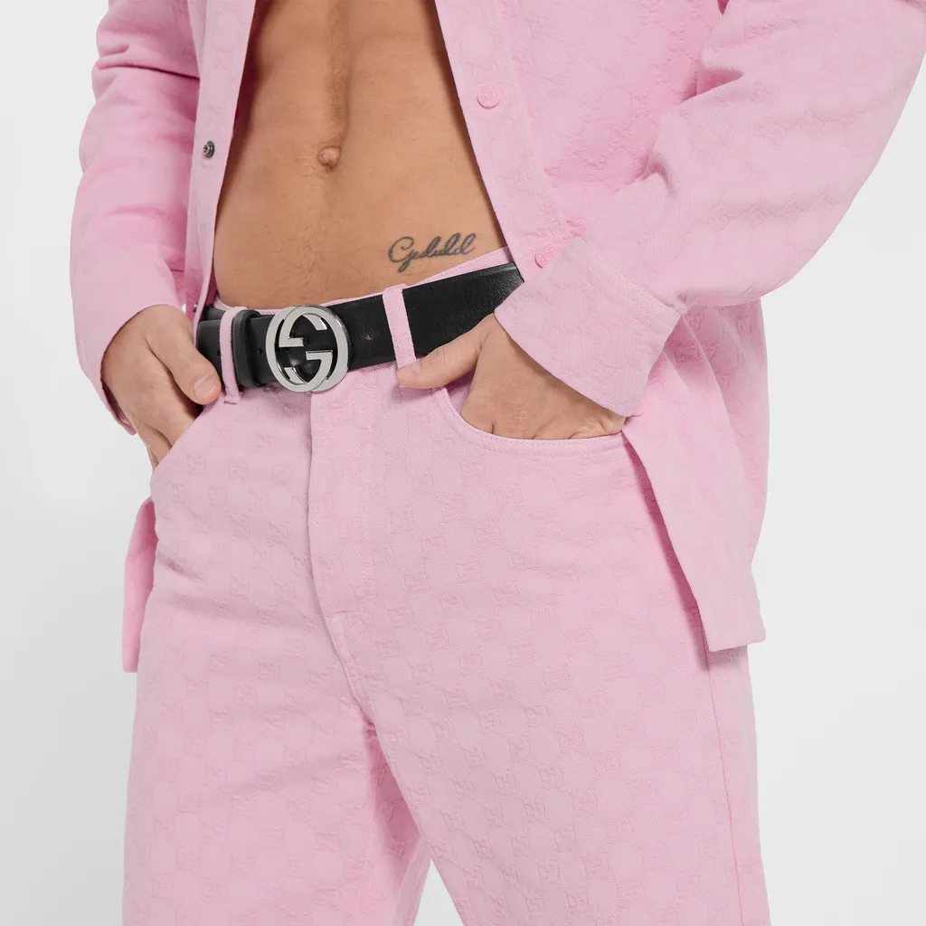 Dyed Gg Cotton Denim Jacquard Pants