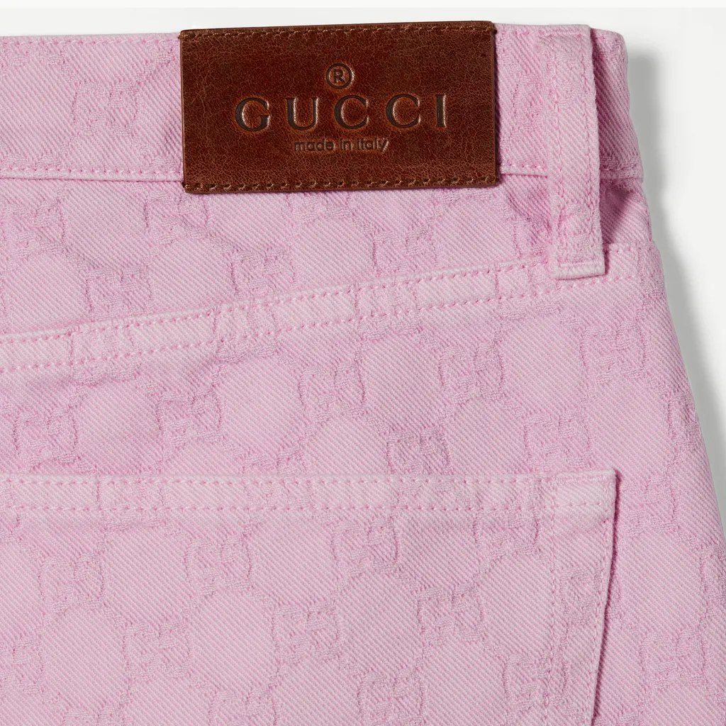 Dyed Gg Cotton Denim Jacquard Pants