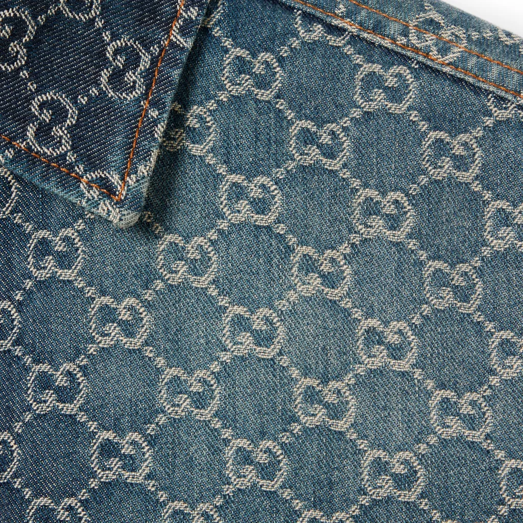 Gg Cotton Denim Jacquard Shirt