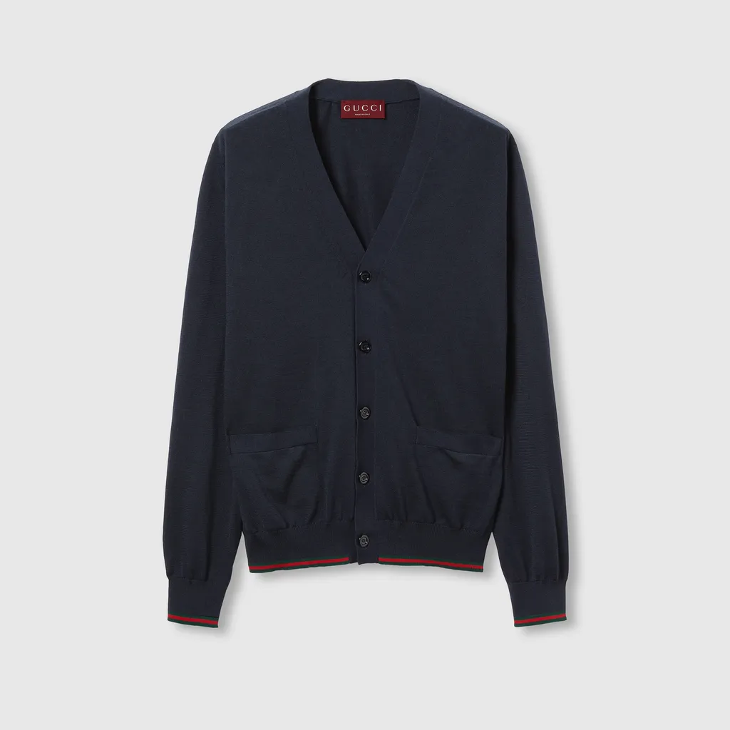 Wool Knit Cardigan With Web