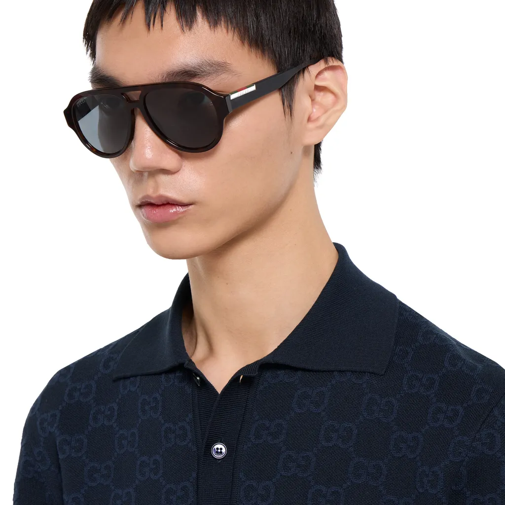 Gg Cotton Silk Jacquard Polo Shirt