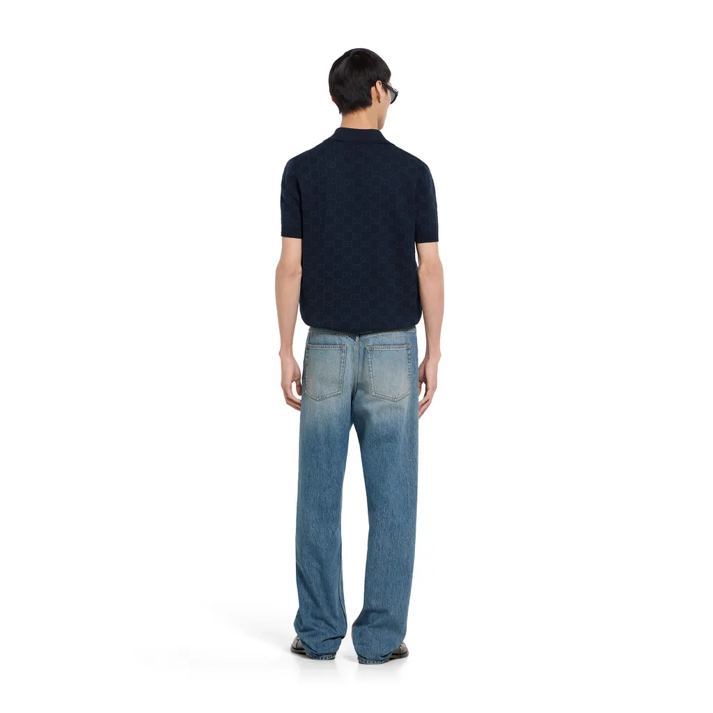 Gg Cotton Silk Jacquard Polo Shirt