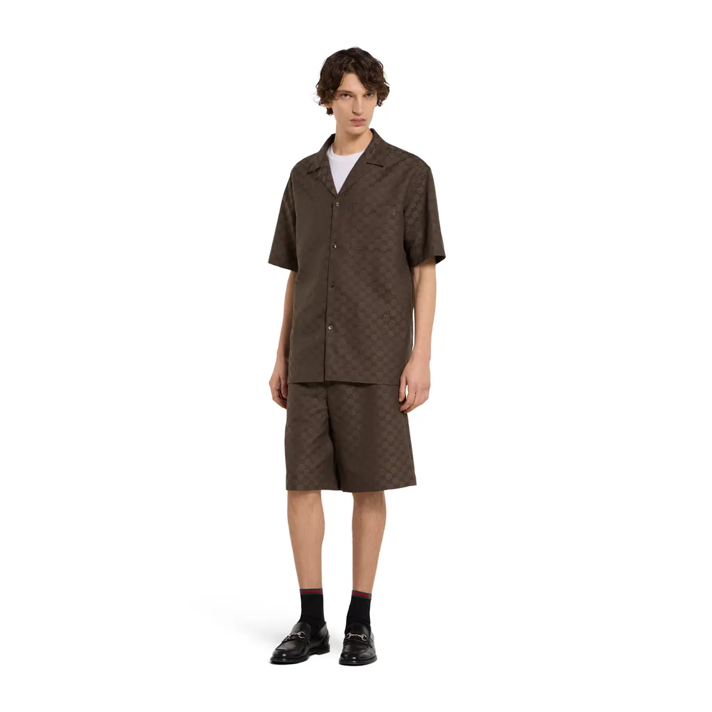 Gg Canvas Linen Blen Shorts