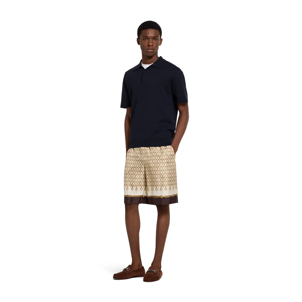 Printed Silk Twill Shorts