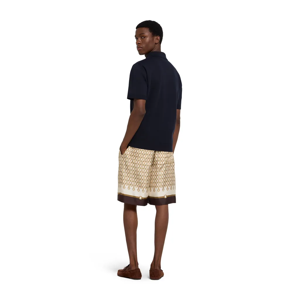 Printed Silk Twill Shorts