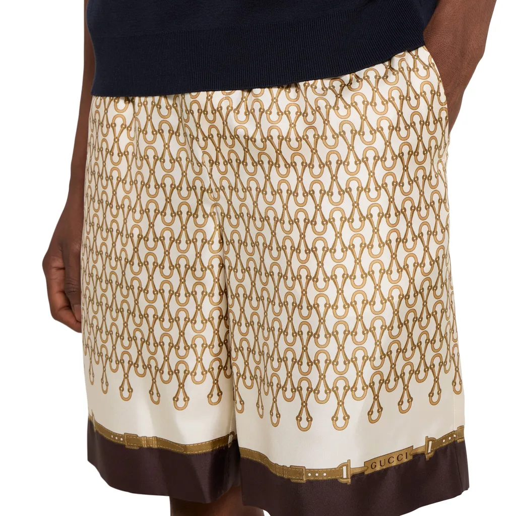 Printed Silk Twill Shorts