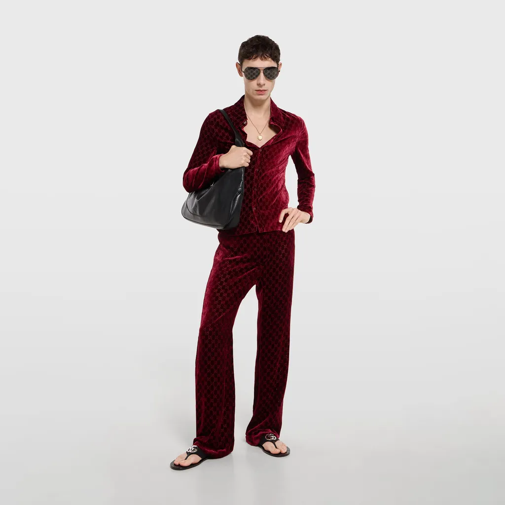 Gg Stretch Velvet Devoré Pants