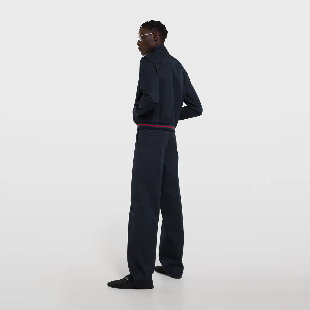 Cotton Twill Pants With Embroidery