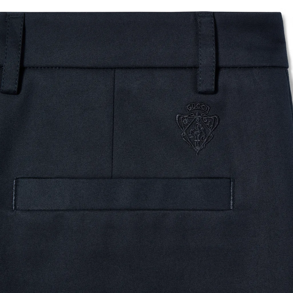 Cotton Twill Pants With Embroidery