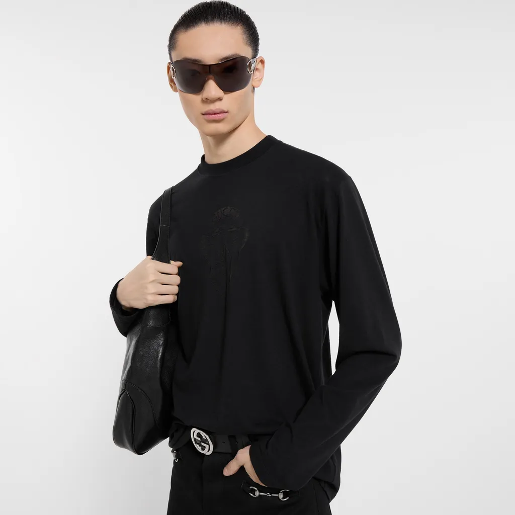Cotton Jersey T-Shirt With Devoré Detail