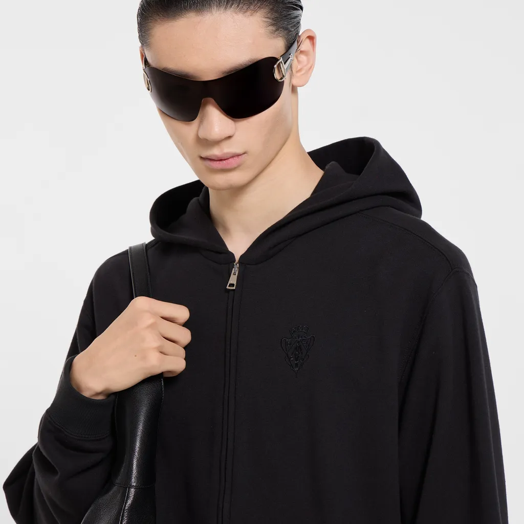 Cashmere Blend Zip Jacket With Embroidery