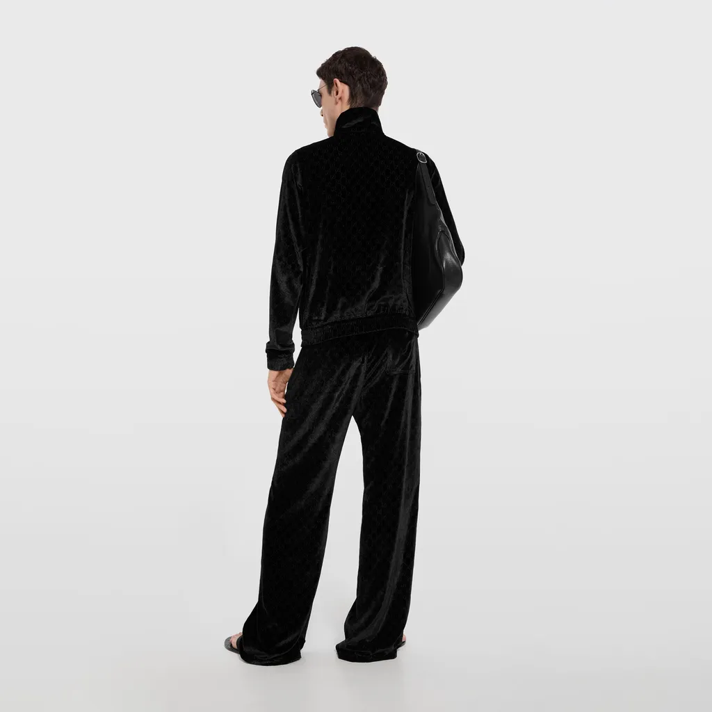 Gg Stretch Velvet Devoré Zipped Jacket