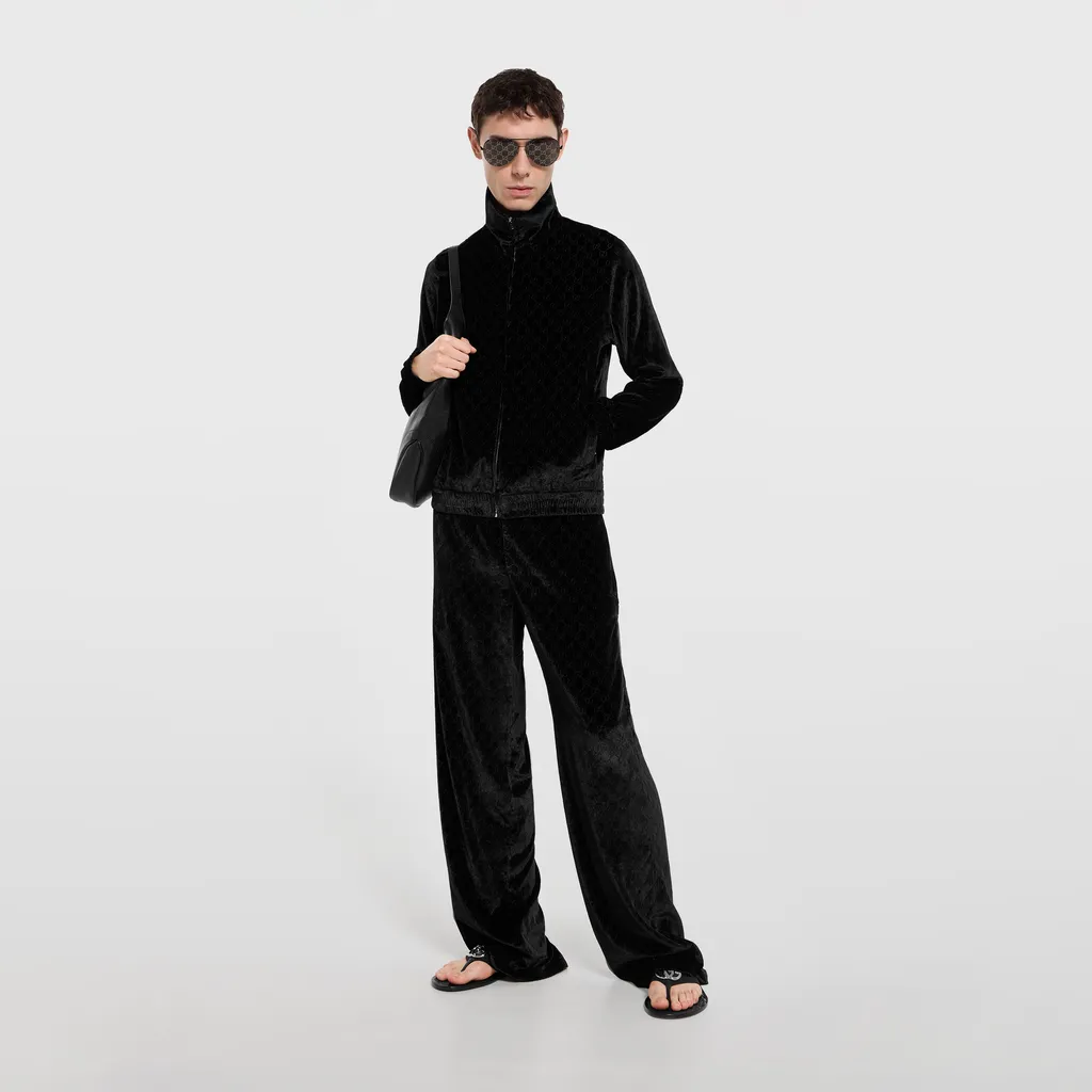 Gg Stretch Velvet Devoré Zipped Jacket