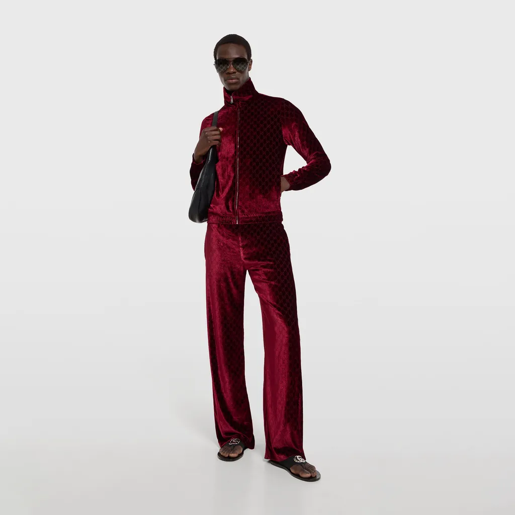 Gg Stretch Velvet Devoré Zipped Jacket