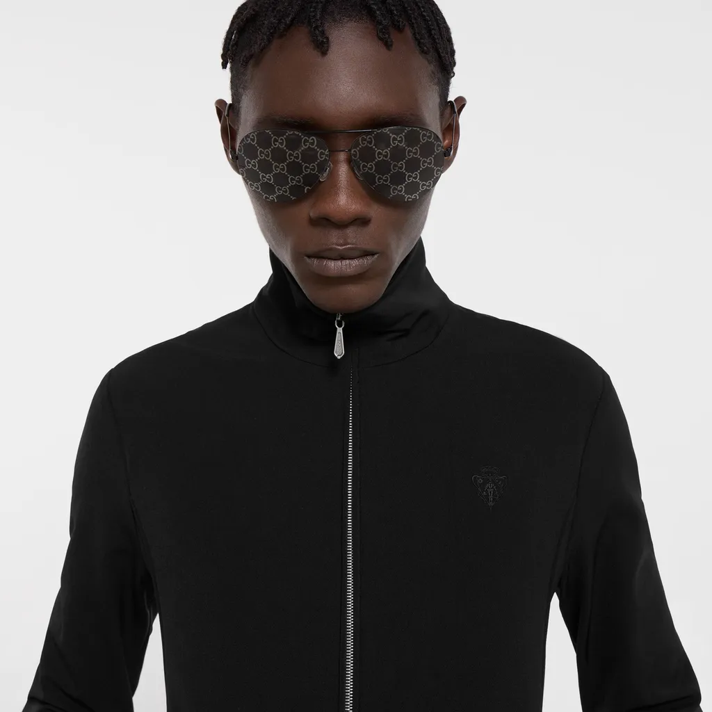 Stretch Nylon Gabardine Zip Jacket