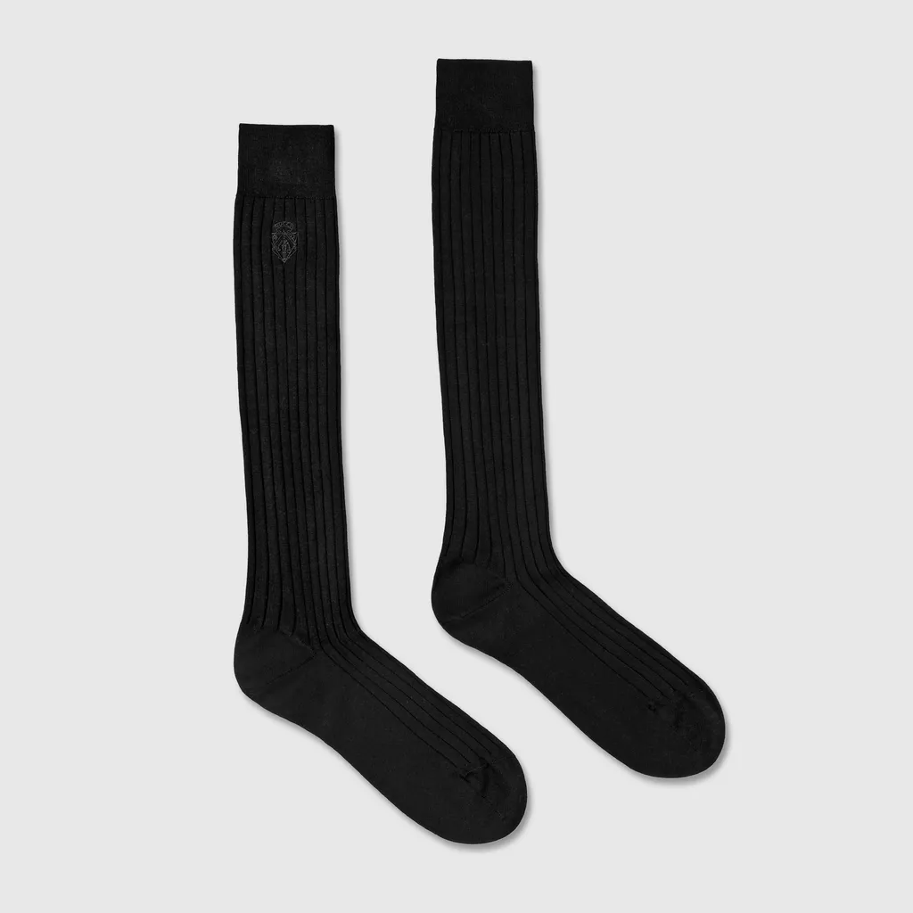 Knit Cotton Socks With Embroidery