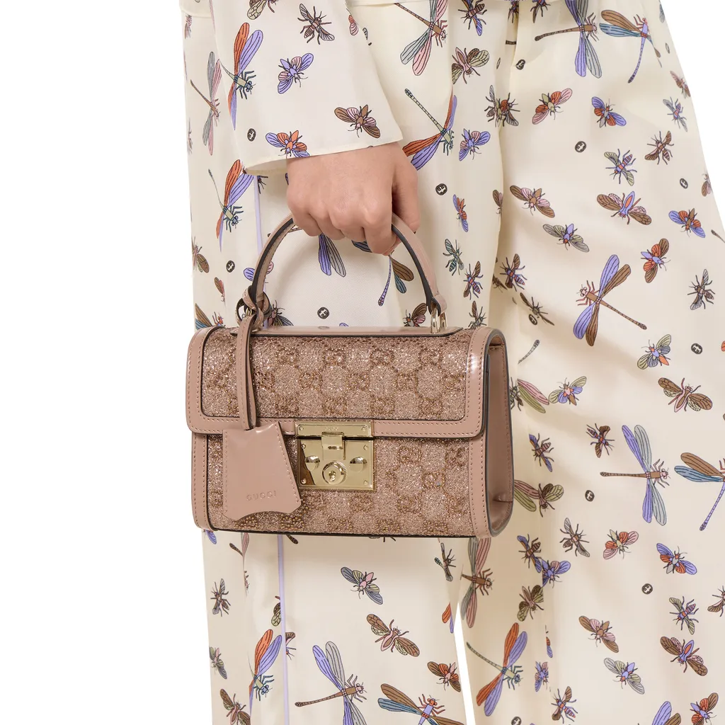 Padlock Crystal Small Top Handle Bag