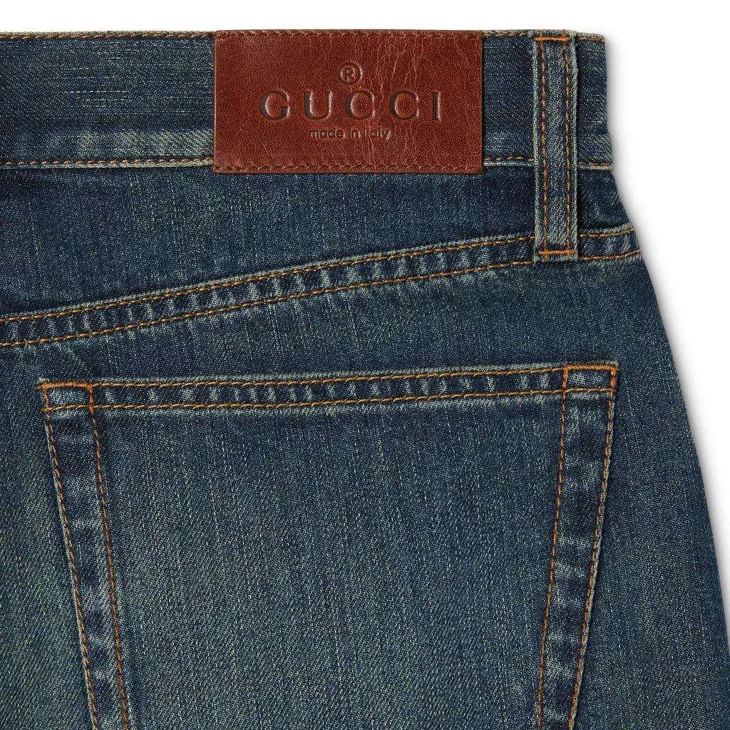 Cotton Denim Pants With Horsebit