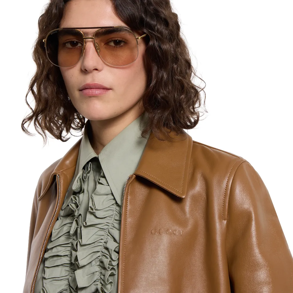 Leather Jacket With Gucci Logo
