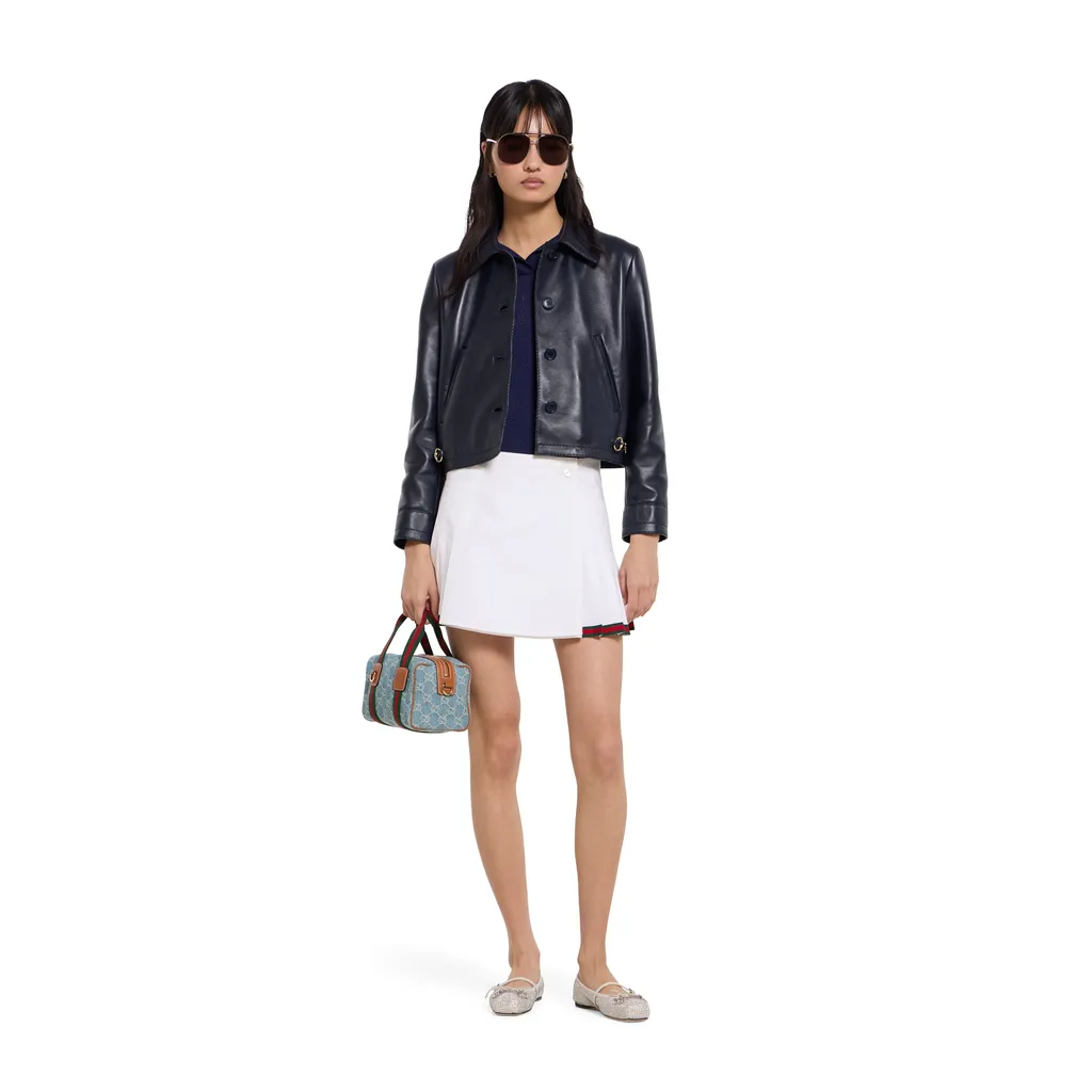 Shiny Leather Jacket With Horsebit