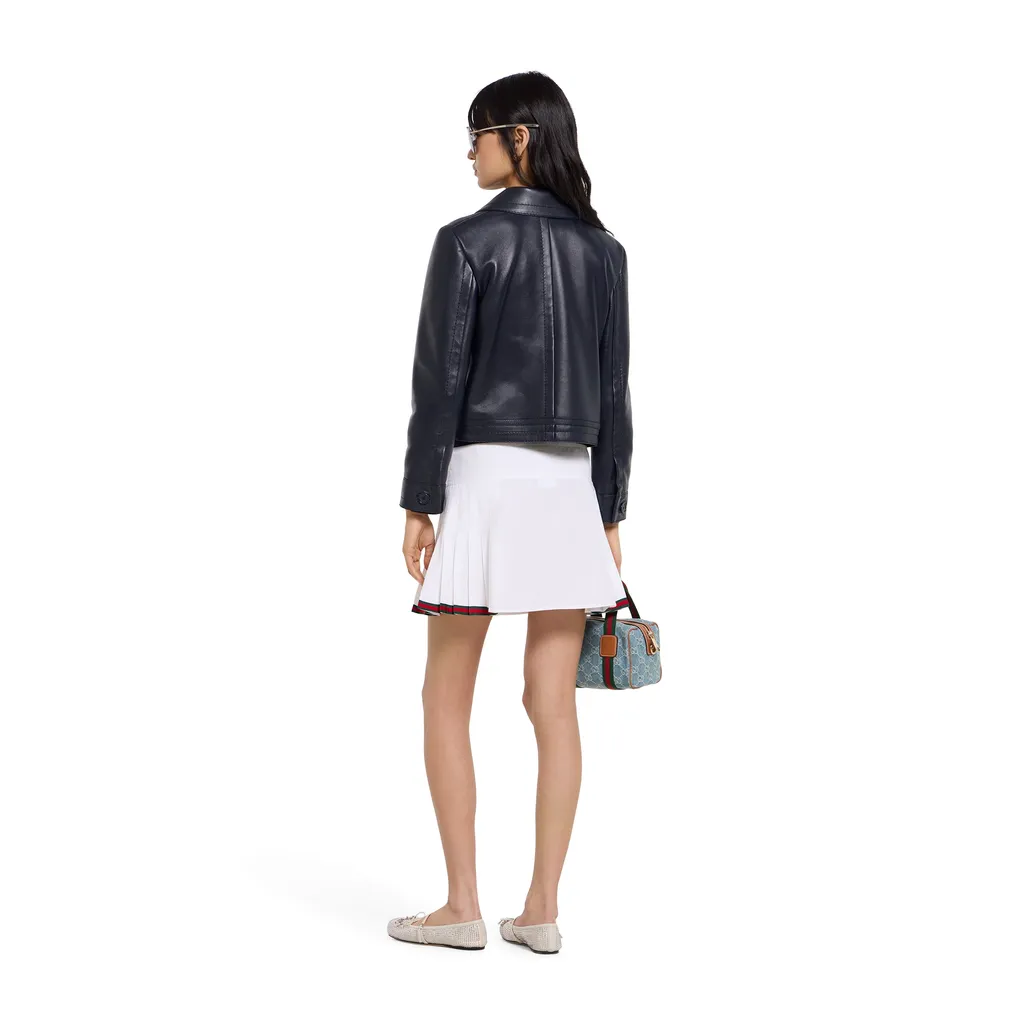 Shiny Leather Jacket With Horsebit