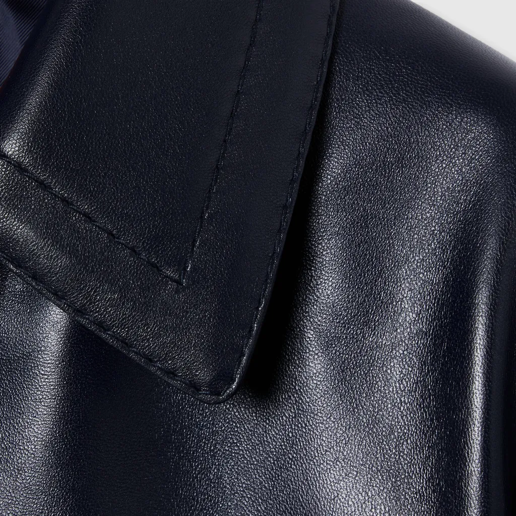 Shiny Leather Jacket With Horsebit
