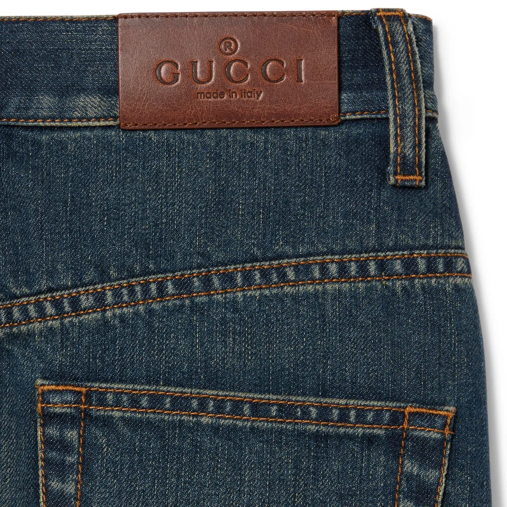 Cotton Denim Skirt With Horsebit